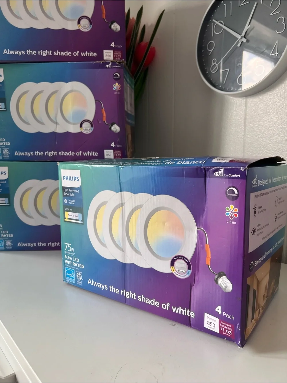 Philips 5/6 Recessed Downlight 4-Pack Selectable White 75W Equiv 8.5W LED